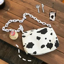 Милая Маленькая женская сумка, новинка, стильная модная Холщовая Сумка в Корейском стиле с цепочкой, набивная сумка на плечо, модная сумка на плечо