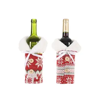 

Knitted Button Wine Bottle Cover/Christmas Red Sweater Wine Bag/XMAS Decor/Festival Scene Arrangement/Bar Restaurant Ornament
