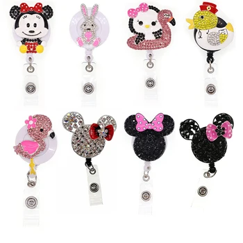 

10 pcs /lot Cartoon Mouse Badge Holder Animal Medical Nurse For Gifts ID Card Badge Reels With Clips