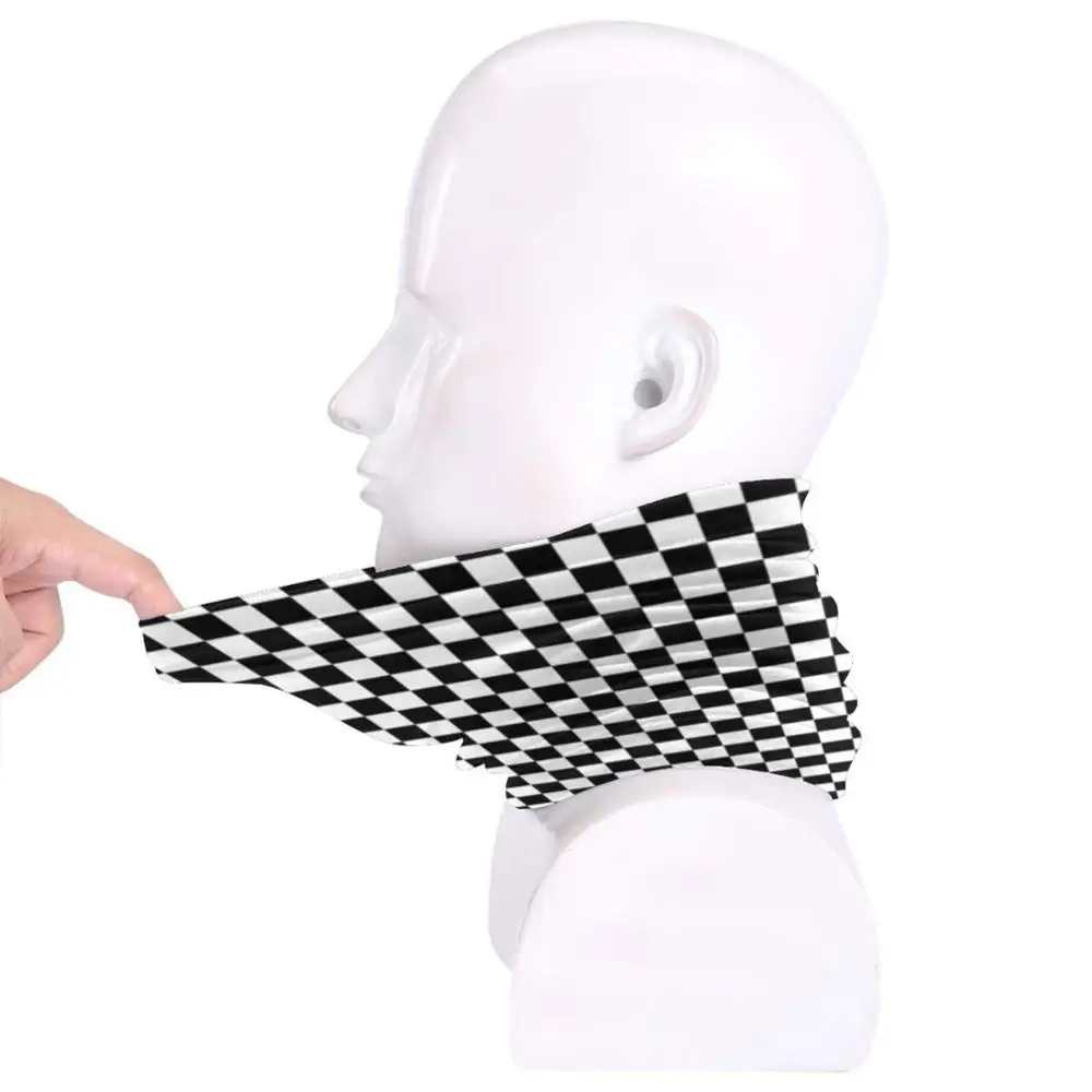 mens snood scarf Checked Mask Cycling Motorcycle Headwear Washable Scarf Neck Warmer Mask Check Checkers Chequered Checker Checkered Black And black scarf mens