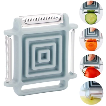 

3 in 1 Vegetable Peeler for Potato Tomato Carrot Zucchini Peelers with Swivel Serrated Plastic (Blue)