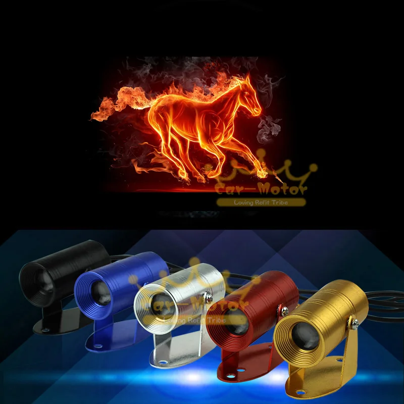 3D Flaming Horse Logo Motorcycle Laser Projector Ghost Shadow Spotlight LED Light Universal New Hot Sale (3021) |