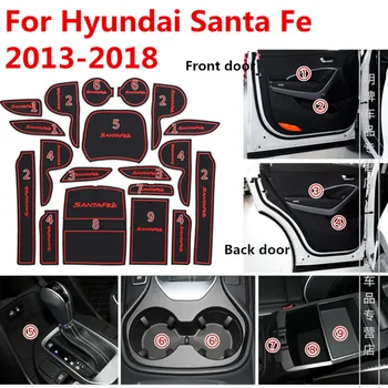 

3D Rubber Mat Door Slot Pad Car Interir Anti Slip Mat For Hyundai Santa Fe 2013-2018 DM Maxcruz Grand SantaFe ix45 Accessories