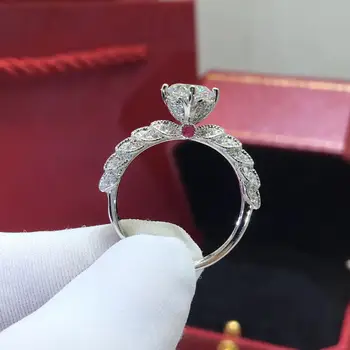 

Pure Natural Moissanite Stone Diamond Zircon Gemstone Solid Sterling Silver Ring for Women Real Silver 925 Jewelry Bizuterias