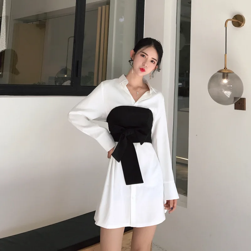 

LUX ANGNER 2020 Autumn New Women's Design Hong Kong Vision Shirt Dress Two-piece Suit