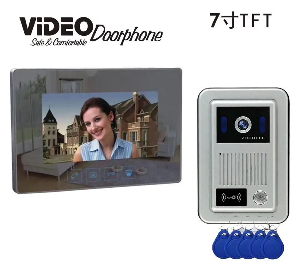 ZHUDELE зеркальная панель 7 &quotTFT LCD Видео телефон двери видео дверной звонок с