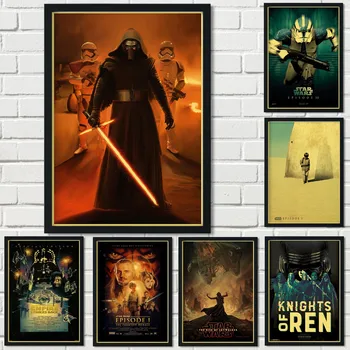 

Bar cafe wall art decoration painting retro style high quality canvas material science fiction movie star wars poster A95