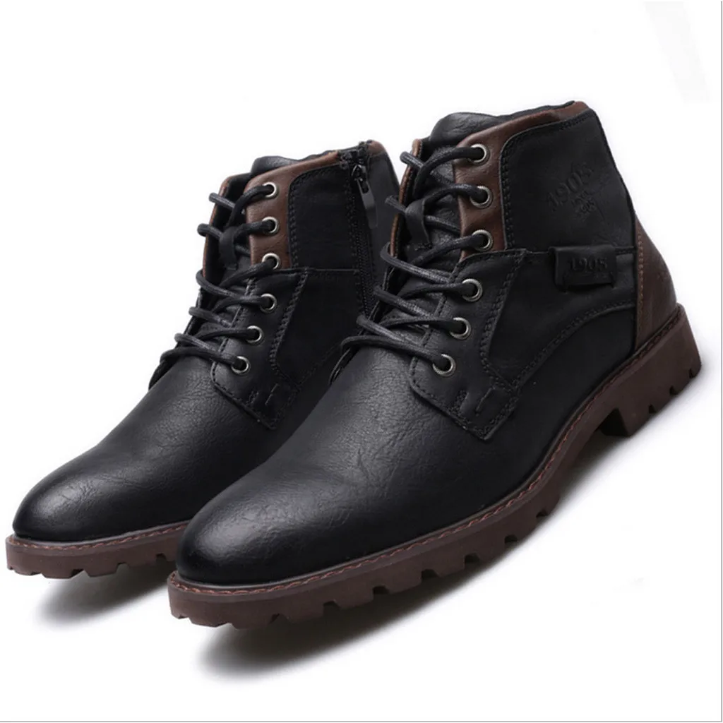 Модные кожаные мужские ботинки в стиле ретро; высокие рабочие ботинки с боковой молнией; Цвет черный, коричневый; уличные ботинки-дезерты; модная мужская обувь