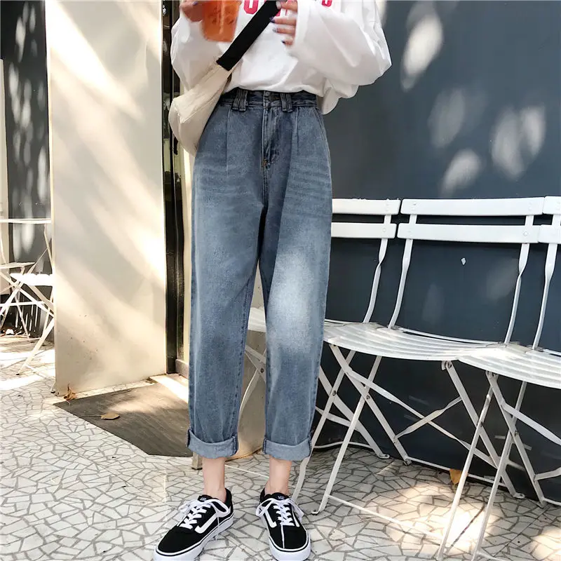 

2020 Band Women`s Plus Size Jeans Harem For Women Loose Vintage Light Blue Women's Jeans Pants Boyfriend Denim
