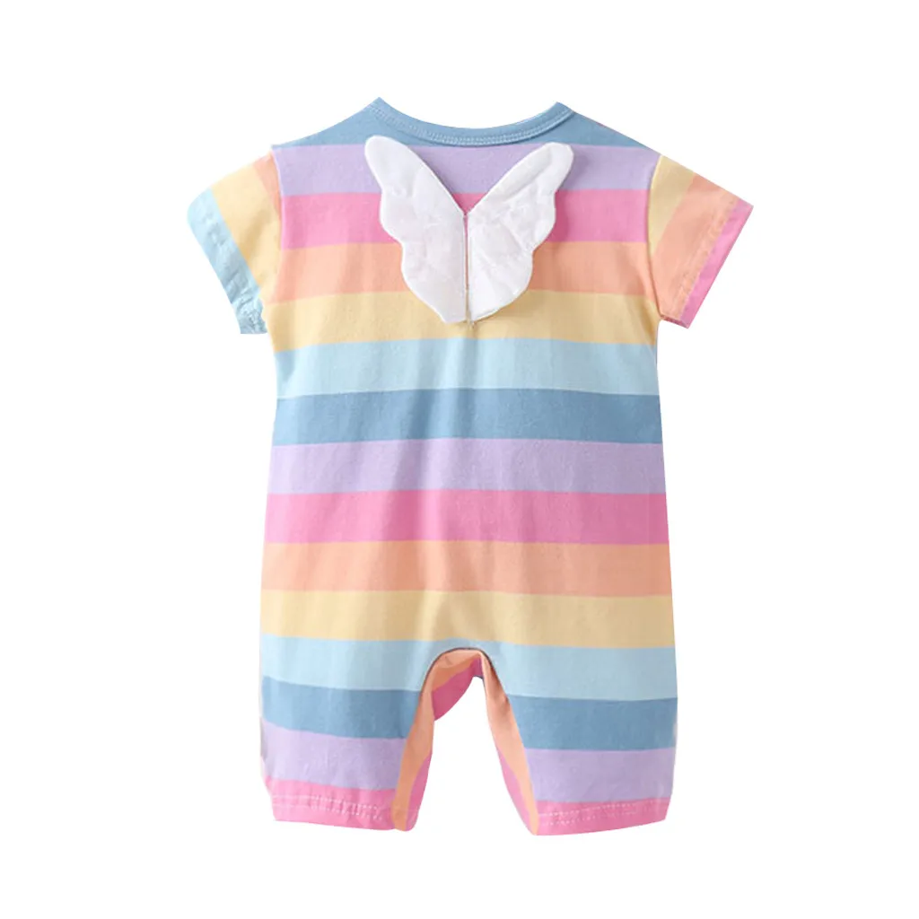 

Toddler Baby Kids Girls Rainbow Striped Wings Romper Jumpsuit Sister Clothes Baby Winter Clothes Roupa New Born Baby Clothes