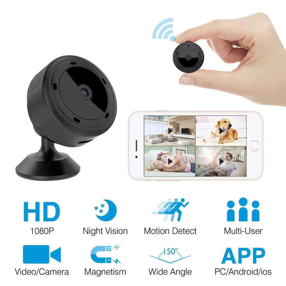 Мини WiFi камера 1080P HD ИК Ночное Видение Домашняя безопасность IP камера CCTV детектор движения детский монитор для скрытой карты TF