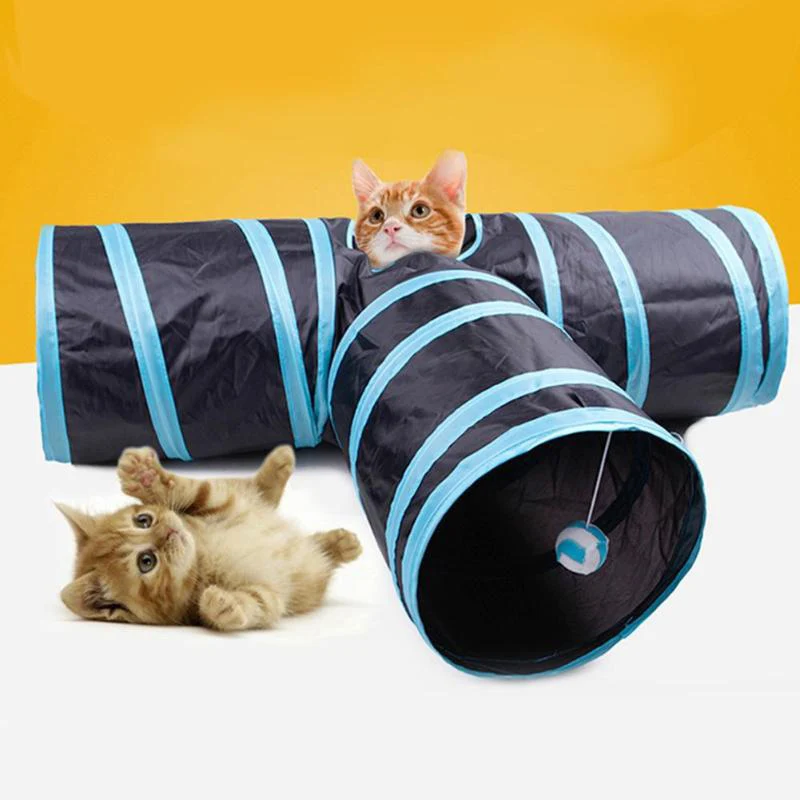 

NEW 1PC 4 Holes Pet Cat Tunnel Toys Foldable Pet Cat Training Toy Interactive Tube Fun Toy For Cat Animal Play Tunnel Tube