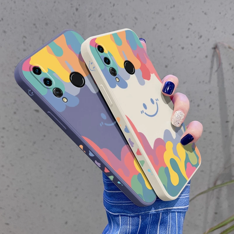 phone flip cover Smile Face Summer Ice Cream Phone Case for Huawei P20 P30 Lite P40 Pro Mate 20 Nova 3 4 5 Honor 8X 9X V40 Cartoon Silicone Cover waterproof phone pouch