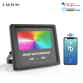 

Smart LED Floodlight 24W Bluetooth APP Group Control Outdoor RGB Flood Light IP66 Waterproof Garden Spotlight Stage Lighting