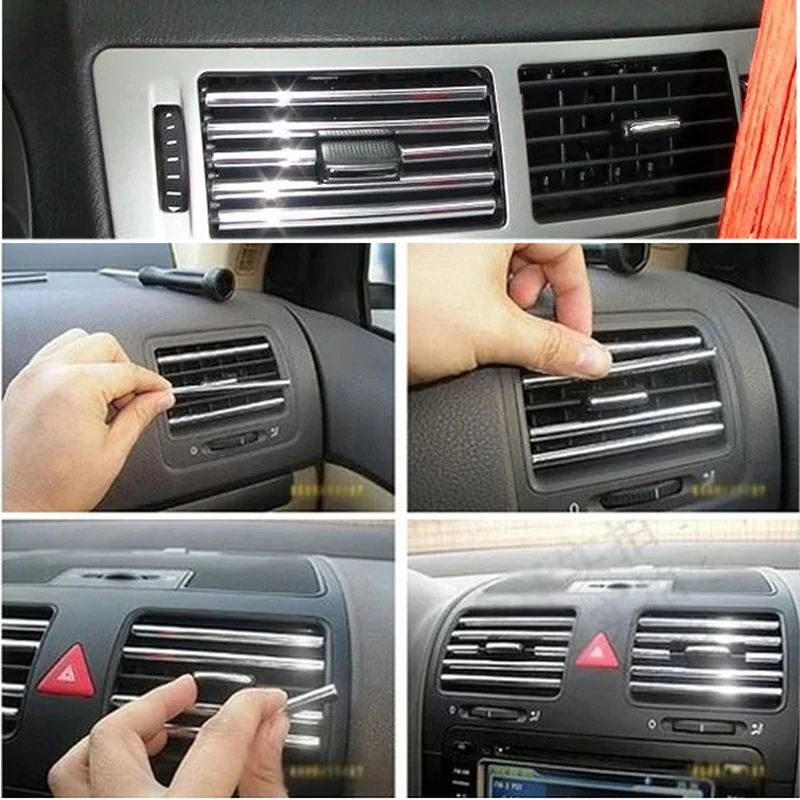1 м/6 М U форма DIY Автомобильная внутренняя вентиляционная решетка переключатель обода отделка Декоративная полоска для вентиляционного отверстия литье хром серебро авто аксессуары