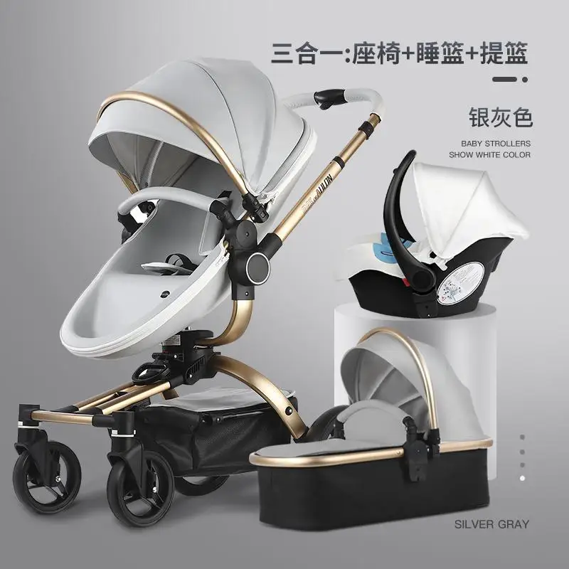 Aoyunlong детская коляска может лежать складной двусторонний легкий высокий пейзаж ребенка новорожденного подвеска - Цвет: gray