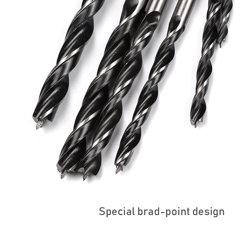 8-Piece Brad Point Drill Bit Set, 3-10mm, Spur Point For Woodworking, Carbon Steel With Case