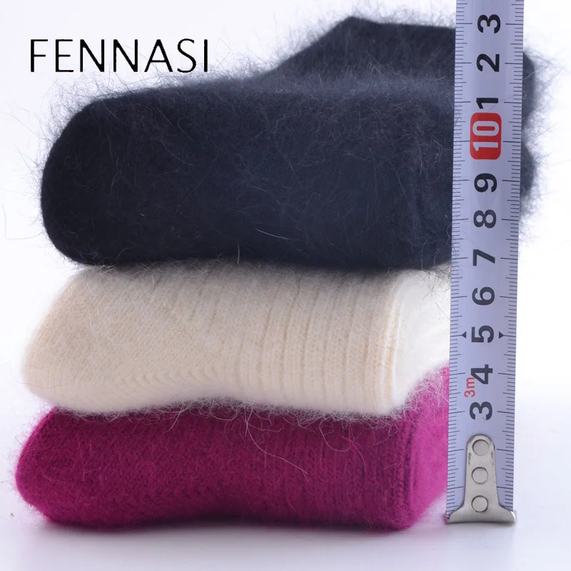 FENNASI зимние толстые теплые шерстяные женские носки милые кроличья шерсть широкий рот эластичные дышащие нейлоновые рождественские носки год