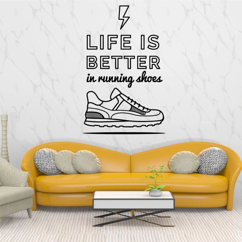 Cartoon Life Is Better In Running Shoes Wall Stickers Self Adhesive Art Wallpaper For Living