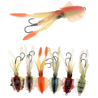 Bassland 15cm 60g Squid Fishing Soft Lure With Lead Jigging Hook Sea Fishing Boat Fishing Squid Octopus Baits Moray Tuna