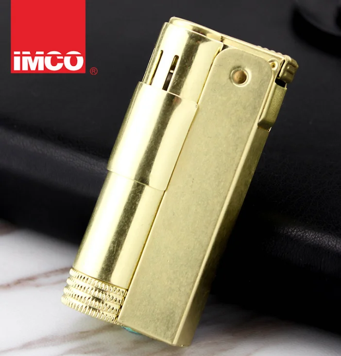 Натуральная IMCO 6700 нержавеющая сталь бензиновая зажигалка; многоразовый кремневый шлифовальный круг масло бензин прикуриватель - Цвет: Золотой