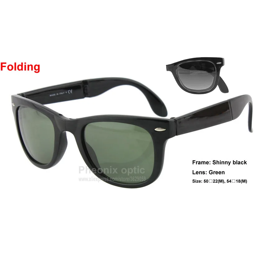 Portable Vintage Square Style Sunglasses Folding frame Glass lens 54 50 size 4105 unisex women summer dress fashion black sunglasses women