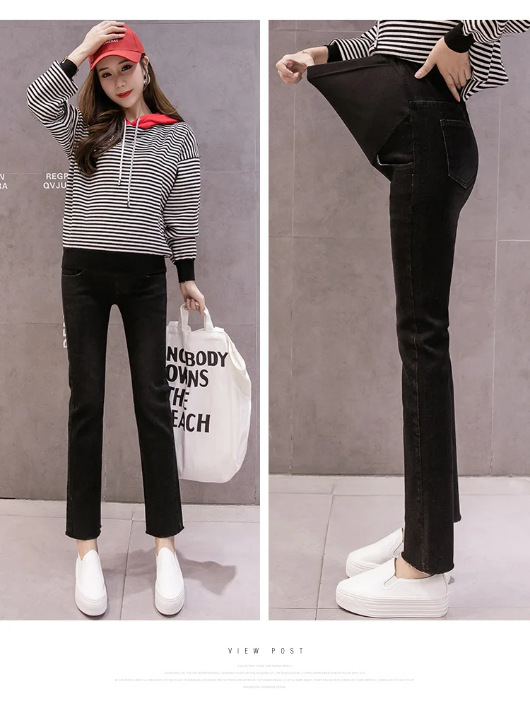Pregnant women cowboy autumn and winter pregnant women small straight stovepipe slimming wild cowboy trousers