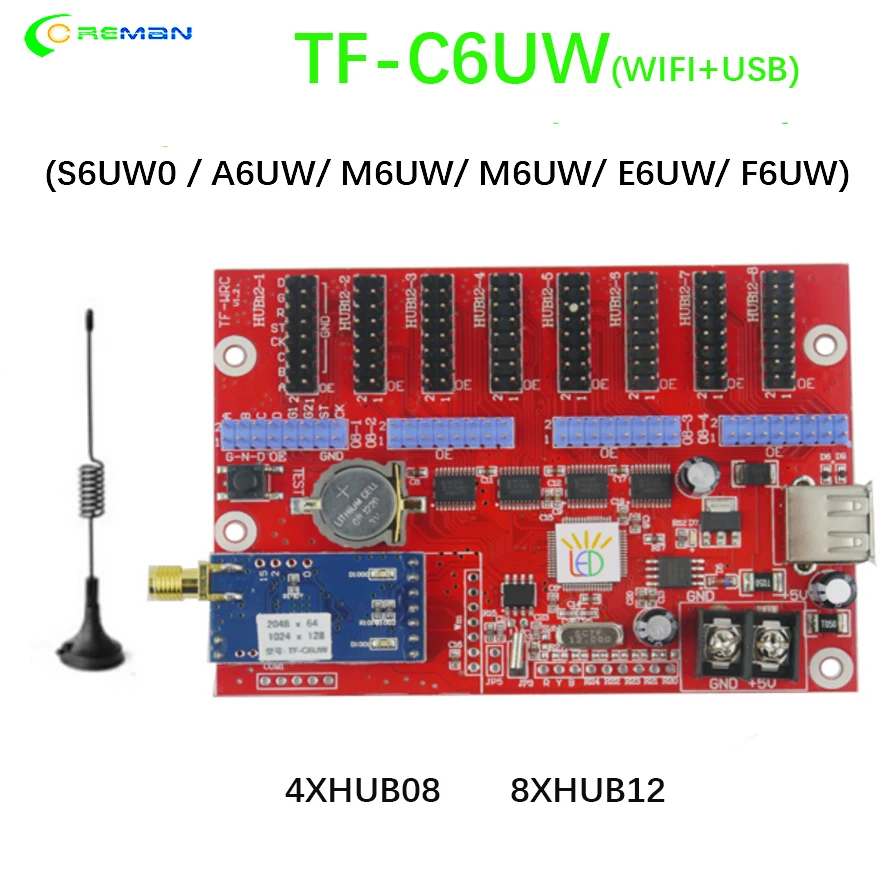 TF S6UW0 WIFI и USB драйвер беспроводной светодиодный контроллер дисплея F3.75 F5.0 P7.62 P10