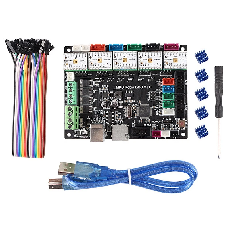 

STM32 3D Printer Parts MKS Robin Lite 3 32-Bit Motherboard +5PCS TMC2209 Stepper Motor Driver Set Supports WIFI Printing