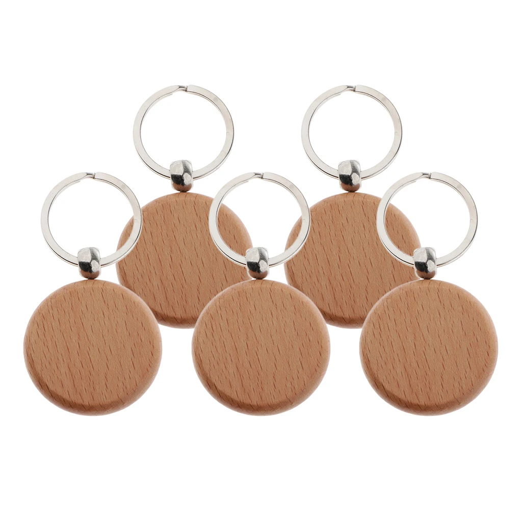 5 Blank Wooden Key Chain Diy Wood Keychain Rings Key Tags Jewelry Findings Craft