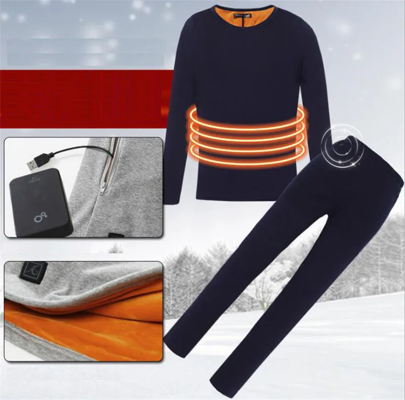 

Winter Heated Jacket Men Motorcycle Heating Jacket Electric USB Heating Thermal Underwear Set Shirt Top Clothes M-4XL