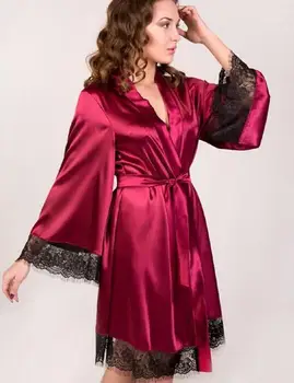 

Hot Selling European and American Minimalist-Large Size Fattening Nightgown Underwear Transparent Lace Bathrobe Home Wear