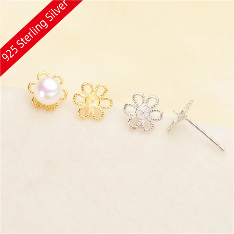 

2019 New Fashion Pearl Earrings Parts, Stud Earrings with Earrings Stoppers/Back/Cup Findings Accessory, 925 Silver Metal