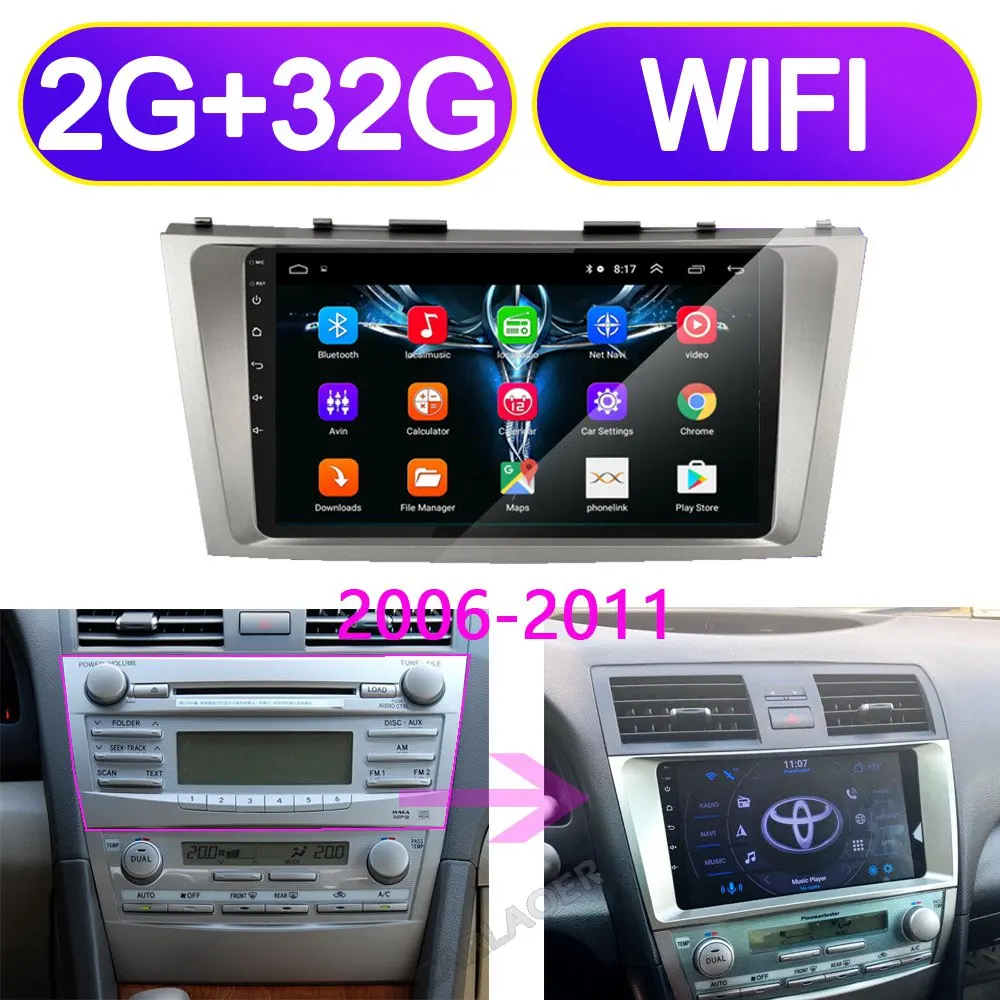 Автомобильный мультимедийный плеер для Android для Toyota Camry 2002-2005 2006 2007 2008 2009 2010 2011 2012 2013 2 DIN радио