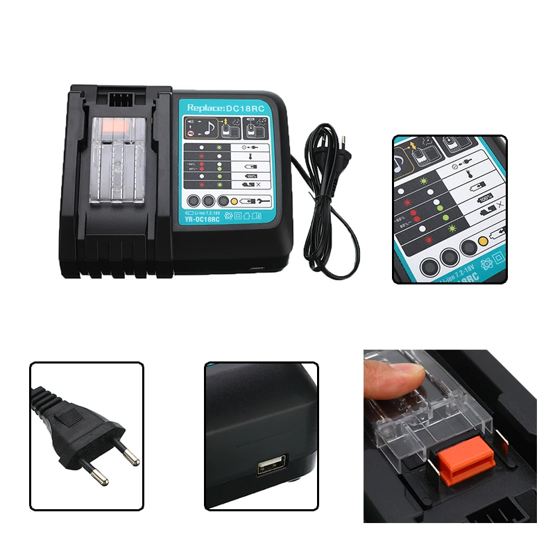 Двойной/один usb порты зарядное устройство ЕС Разъем для Makita 7.2V14.4V 18 в DC18RD DC18RC BL1860 BL1840 BL1830 4A электроинструмент