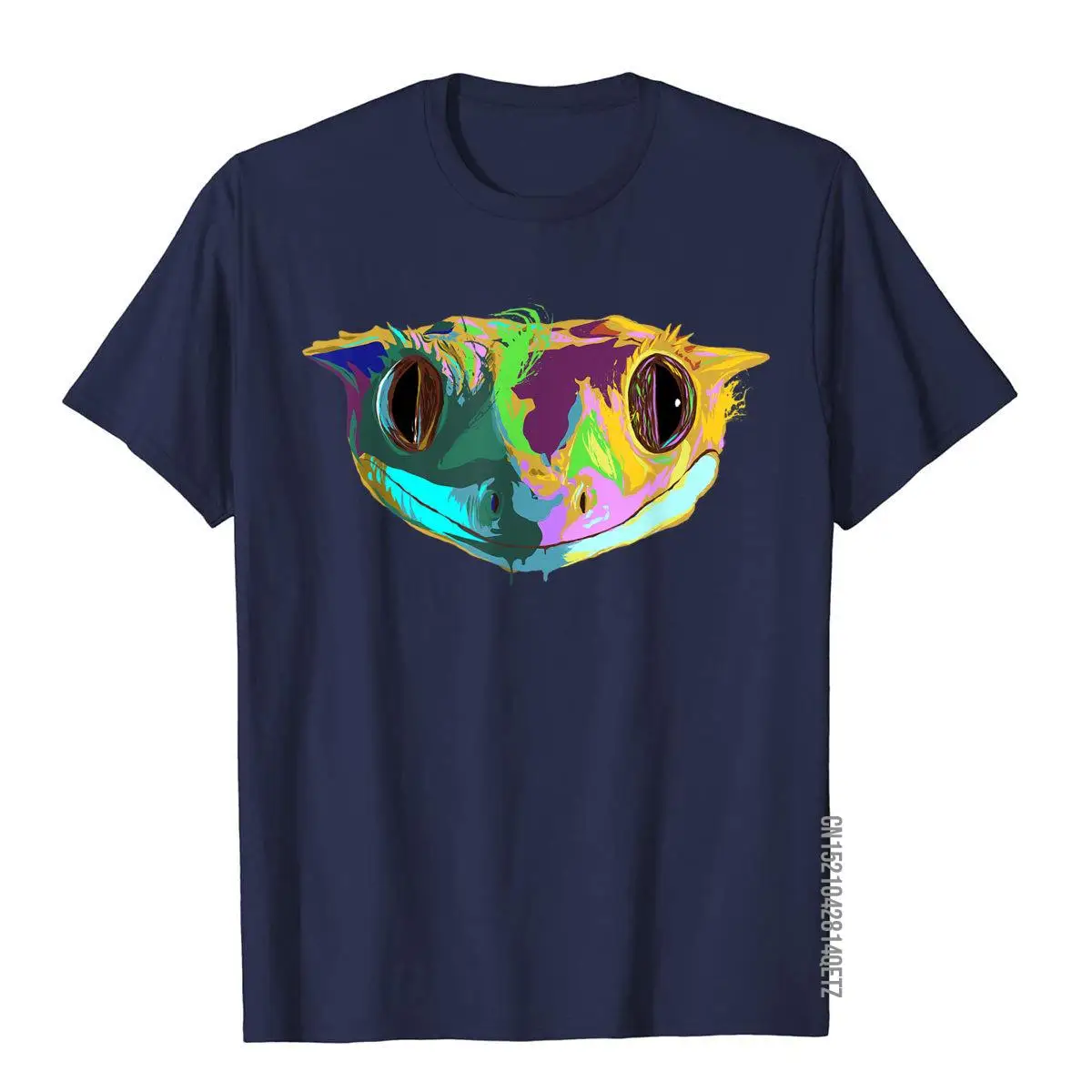 Colourful Reptile Crested Gecko T-Shirt__B10524navy