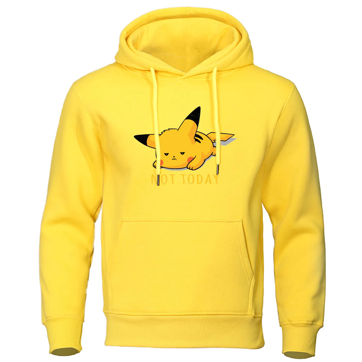 yellow 6 Милые ленивые Пикачу Мужские Толстовки покемон игровой печатных мужчин s флисовая толстовка с капюшоном уличная не сегодня печать мужская одежда - Цвет: yellow 6
