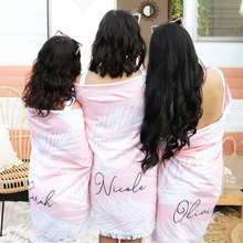 

Personalized Pink Palm Leaf Beach Towel Round with Microfiber ​Tassels Custom Bikini Wedding Bachelorette Pool Party Gift