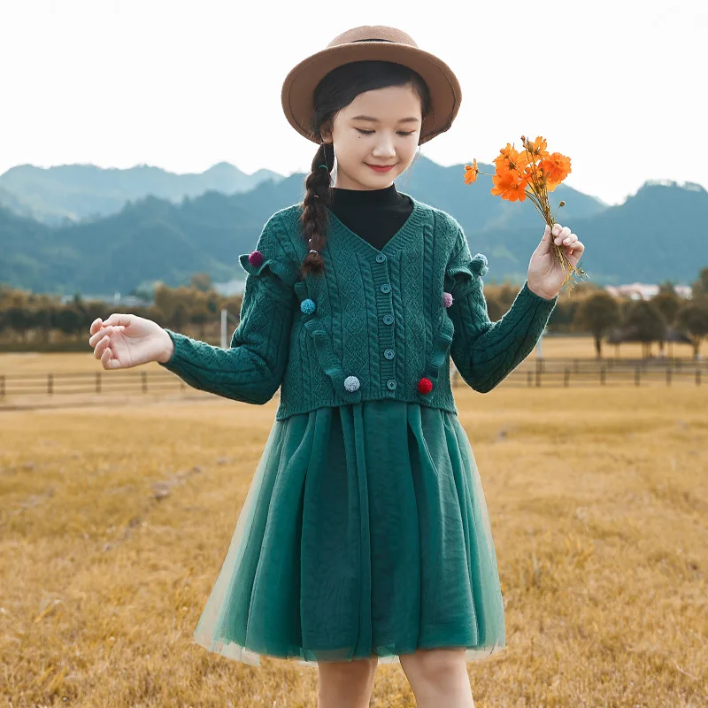 Children Cardigan Kids Sweaters Dress Knitted Pullover Tops Girls Jumper Chirstmas Winter Sweater Teen Knitwear 6 9 12Y | Мать и ребенок