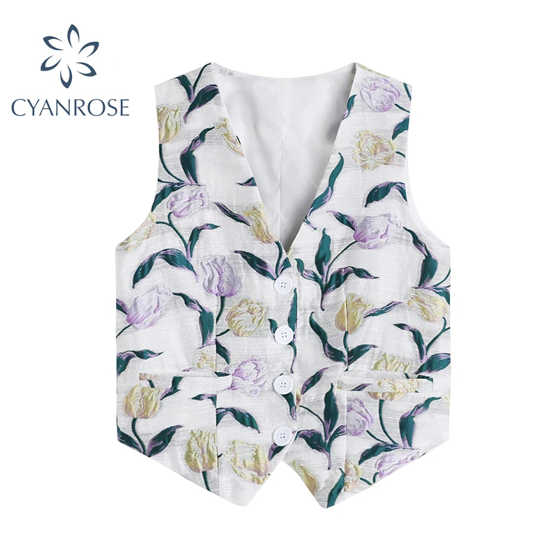 Jacquard Threedimensional Embroidered Flower Suit Coat Vest Women Vneck Cardigan Vest Autumn