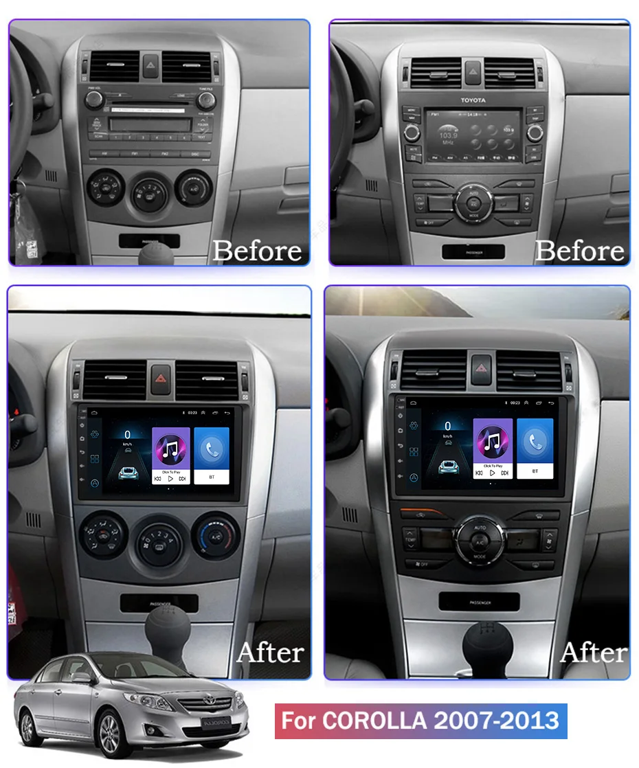 Для Toyota Corolla 2007-2013 автомобильный Радио Мультимедиа Видео плеер навигация gps Android 8,1 аксессуары SWC BT wifi седан без dvd
