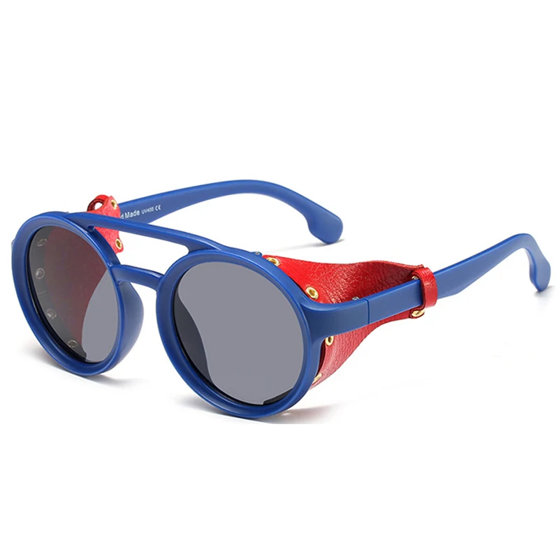 Очки для глаз, модные мужские стимпанк металлические готические очки, солнцезащитные очки, женские ретро модные кожаные с боковыми оттенками, круглые солнцезащитные очки