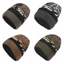 Мужская и женская зимняя вязаная шапочка теплые камуфляжные шапки военные камуфляжные сноубордические лыжные катания шапочки Skullies дамская шляпа без полей