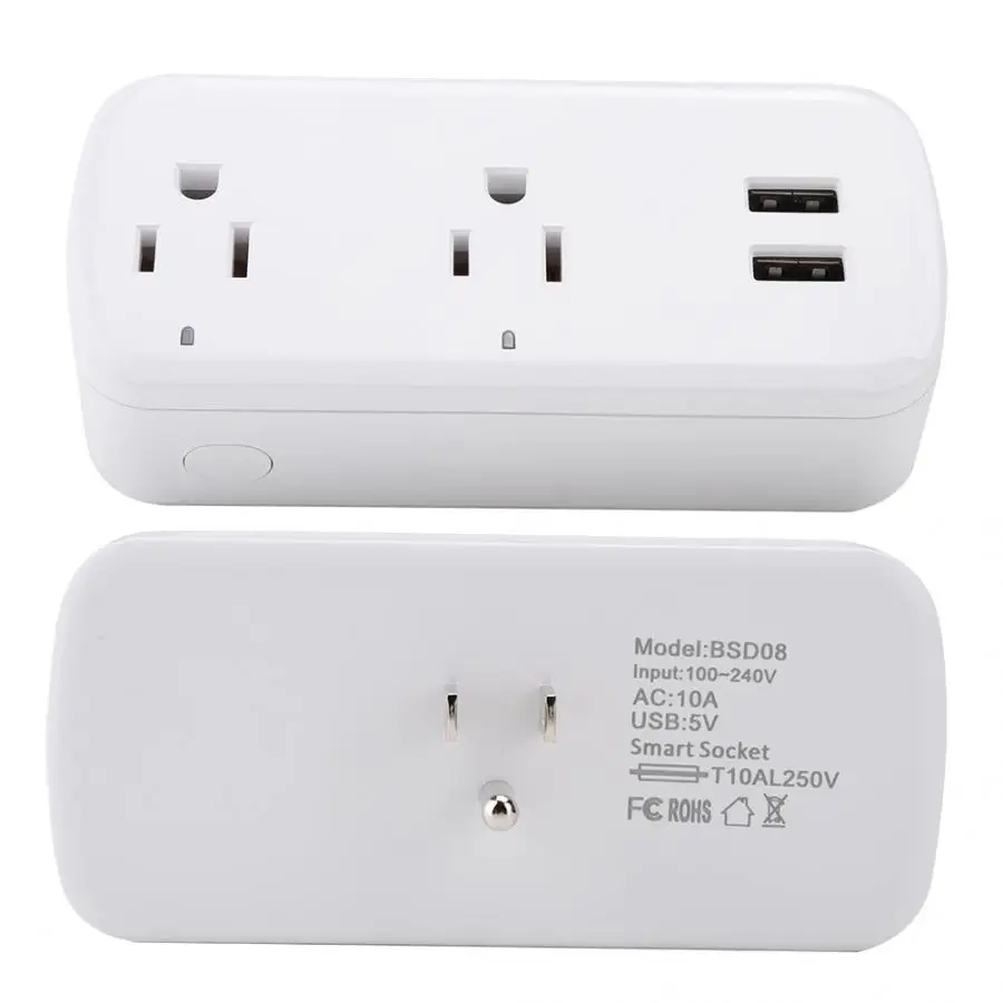 Вилка Wifi Smart power 2 USB удлинитель US plug 100-240V мобильный телефон приложение пульт дистанционного управления смарт-разъем