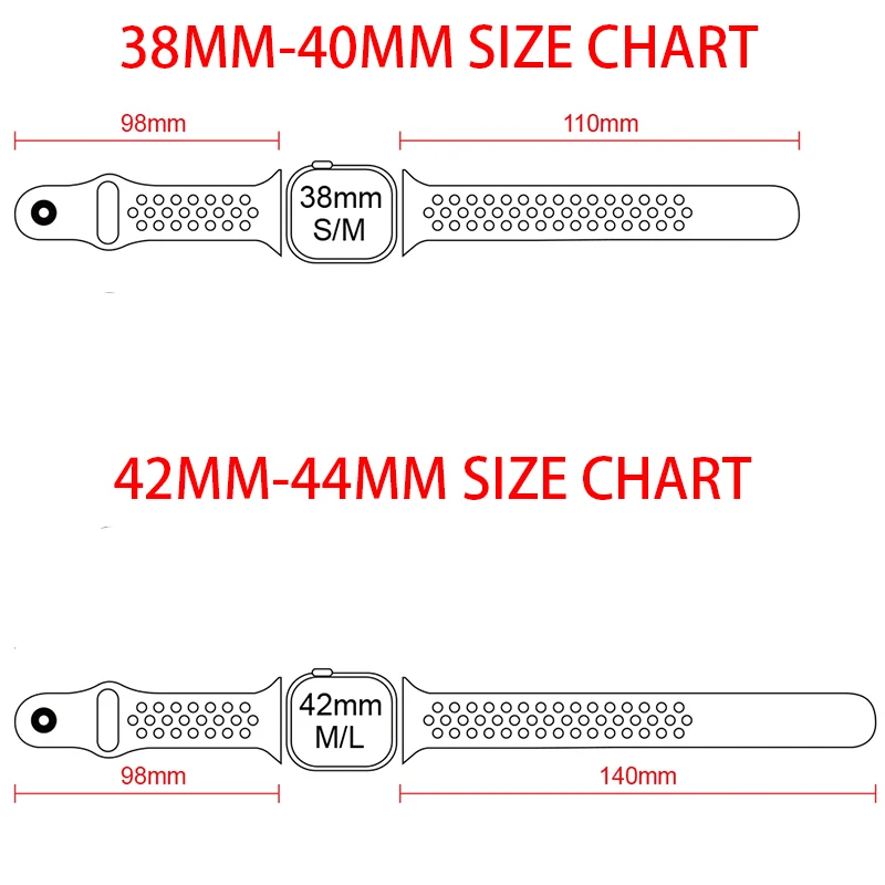 Band for Apple Watch 5 4 3 2 1 42MM 38MM soft Breathable strap Silicone Sports bands for Nike+ Iwatch series 5 4 3 40mm 44mm