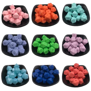 

10Pcs DIY 14mm Baby Silicone Teether Baby Food Grade Pacifier Chain Hexagon Beads Accessories Baby Teething Pacifier Chain Toys