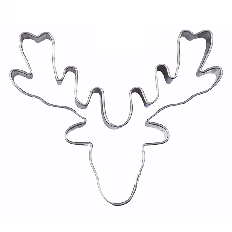 Merry ChristmasDeer голова оленя Рождество из нержавеющей стали Симпатичные резки печенья формы для торта Фруктовый Сахар формы для выпечки Инструменты