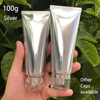 melhor 100ml De Prata Plástico Macio Tubo 100g Cosméticos Loção Creme Recipiente Shampoo Creme Dental Espremer Garrafa Alta Qualidade Frete Grátis
