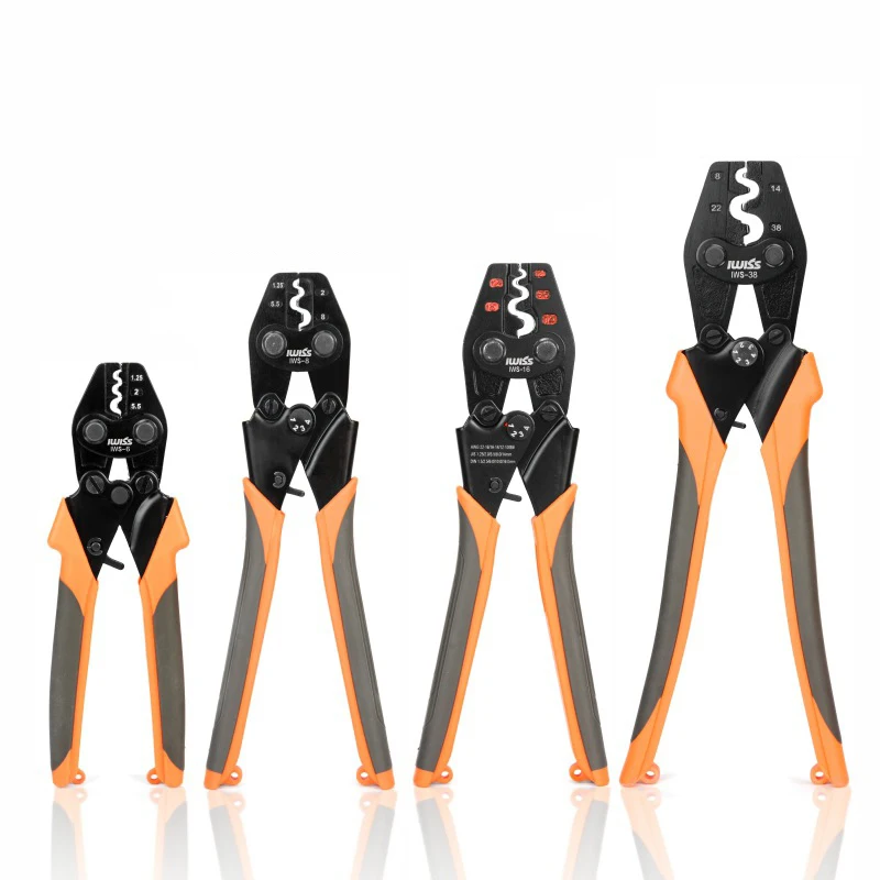 IWS-6/8/16/38 crimper plier Ratchet Crimping Tool for Non-Insulated Terminals 1.25-6MM&sup2; Polished Jaw Pressure regulating device