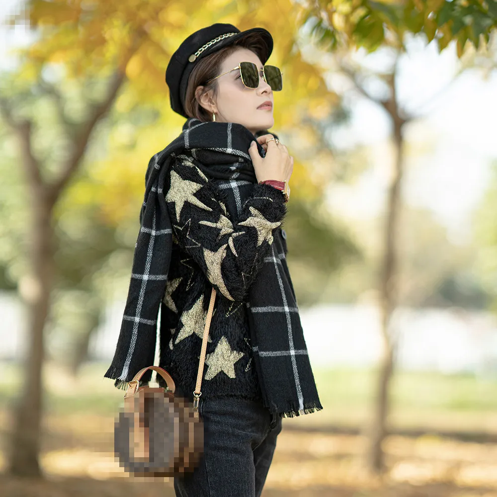 Empfohlen mNQDd Scarf for Women Plaid Bufandas Mujer Black Warm Scarf Women Winter Scarves Shawls stoles Blanket Scarf Luxury Brand